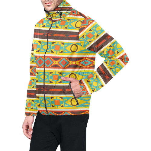 Ovals rhombus and squares Unisex All Over Print Windbreaker (Model H23)