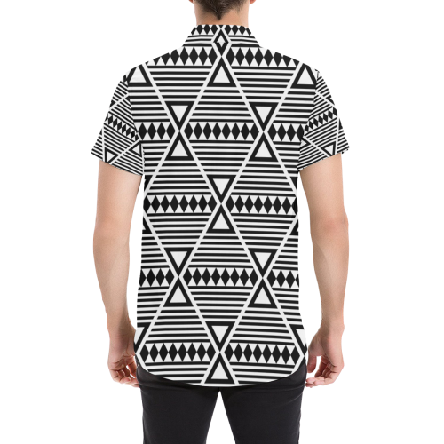 Black Aztec Tribal Men's All Over Print Short Sleeve Shirt (Model T53)