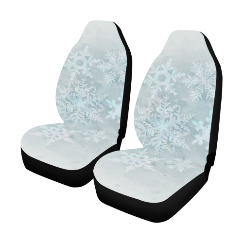 Snowflakes White and blue, Christmas Car Seat Covers (Set of 2)