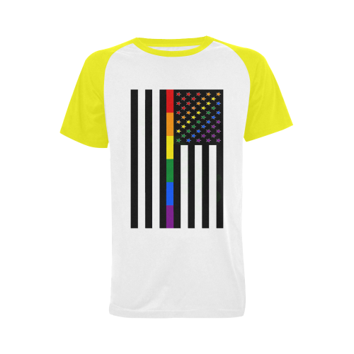 NYC Pride 20 White/Yellow Big Men's Raglan T-shirt Big Size (USA Size) (Model T11)