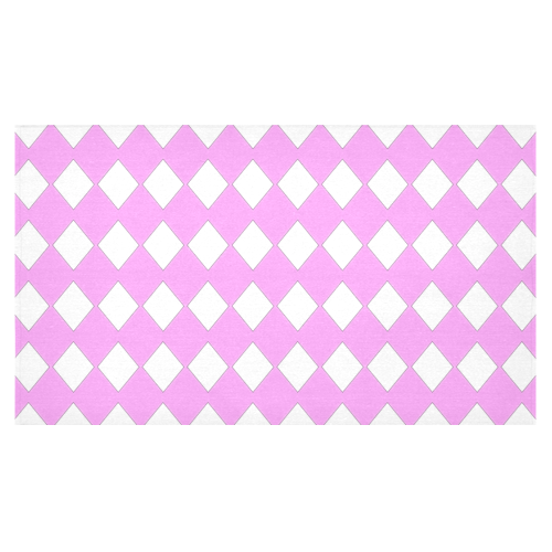 Pink White Harlequin Diamond Cotton Linen Tablecloth 60"x 104"