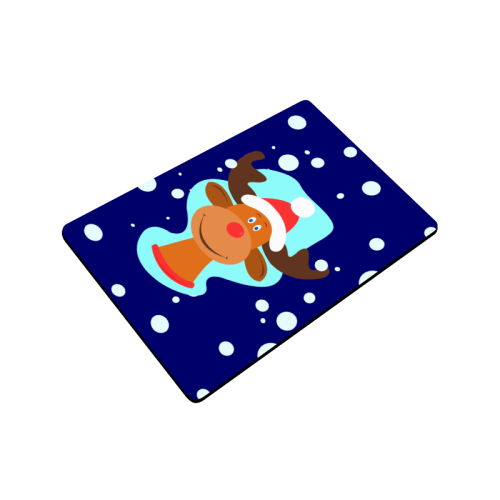 Funny Christmas Reindeer Blue Doormat 24"x16"