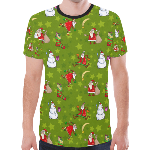 Funny Christmas Santa Claus Snowman Pattern New All Over Print T-shirt for Men (Model T45)