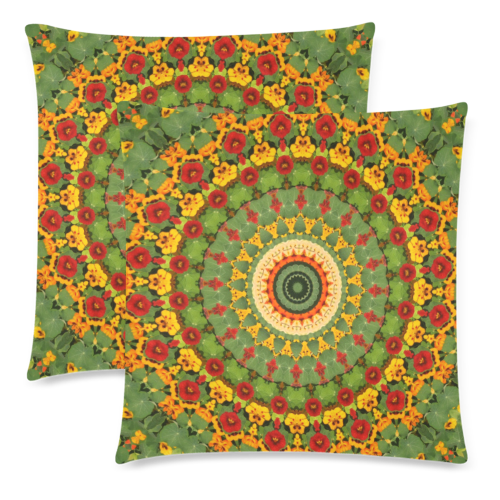 Garden Mandala Custom Zippered Pillow Cases 18"x 18" (Twin Sides) (Set of 2)