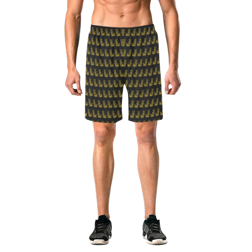 Wicked Yellow Repeat Shorts Men's All Over Print Elastic Beach Shorts (Model L20)