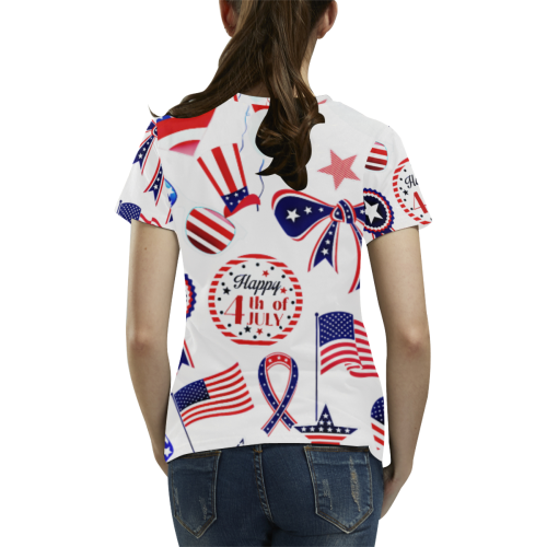 Happy 4th Of July Design By Me by Doris Clay-Kersey All Over Print T-Shirt for Women (USA Size) (Model T40)