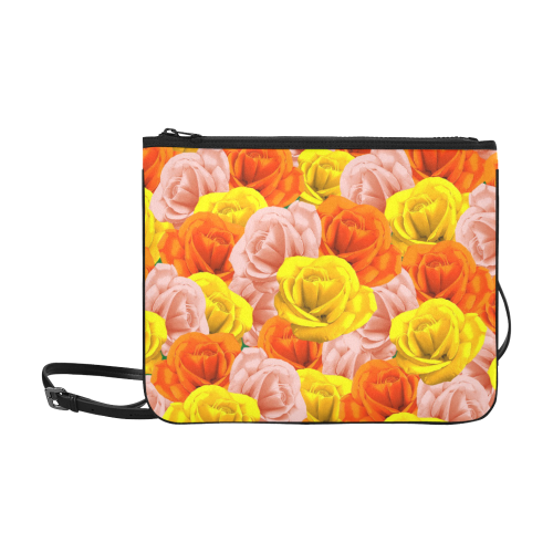 Roses Pastel Colors Floral Collage Slim Clutch Bag (Model 1668)