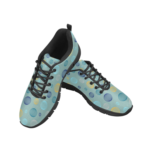 Striped bubbles pastel and neon teal Women's Breathable Running Shoes (Model 055)