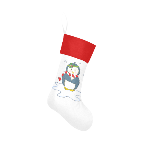 Adorable Christmas Penguin White/Red Christmas Stocking