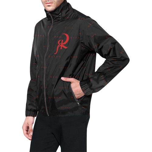 RED QUEEN SYMBOL RED LOGO ALL OVER BLACK Unisex All Over Print Windbreaker (Model H23)