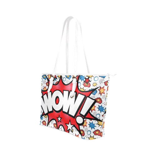 Fairlings Delight's Pop Art Collection- Comic Bubbles 53086wow3w Leather Tote Bag Small Leather Leather Tote Bag/Small (Model 1651)