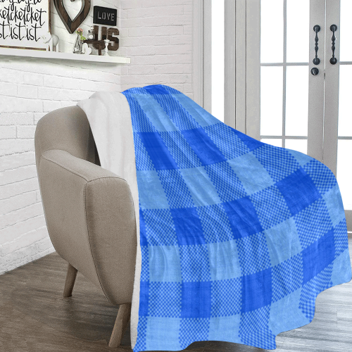 Soft Blue Plaid Ultra-Soft Micro Fleece Blanket 70''x80''