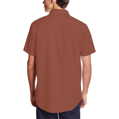 color chestnut Men's Short Sleeve Shirt with Lapel Collar (Model T54)