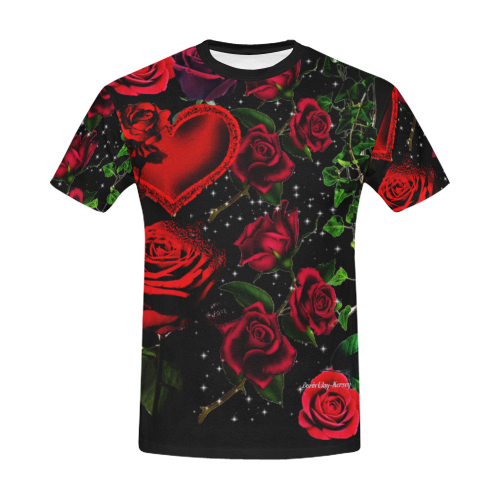 Hearts and Roses Print Design By Me by Doris Clay-Kersey All Over Print T-Shirt for Men/Large Size (USA Size) Model T40)