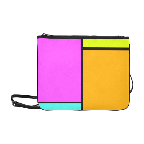 Block Retro Tangerine Turquoise Yellow Pink Slim Clutch Bag (Model 1668)