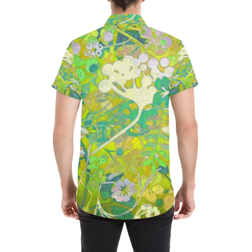 floral 1 abstract in shades of green 2 Men's All Over Print Short Sleeve Shirt (Model T53)