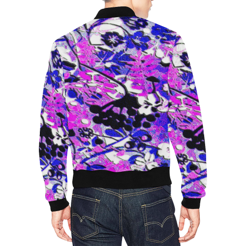 floral abstract in blue and pink All Over Print Bomber Jacket for Men/Large Size (Model H19)