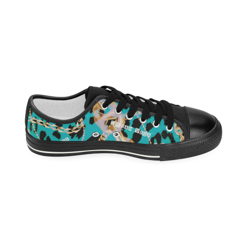 turquiose leopard print Women's Classic Canvas Shoes (Model 018)