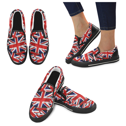 Union Jack British UK Flag Slip-on Canvas Shoes for Kid (Model 019)