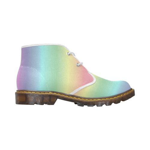 Pastel Rainbow Women's Canvas Chukka Boots/Large Size (Model 2402-1)