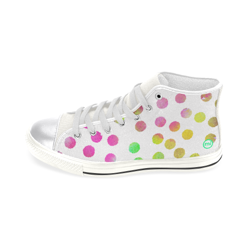 Multicolor Dots White. Inspired by the Magic Island of Gotland. Women's Classic High Top Canvas Shoes (Model 017)