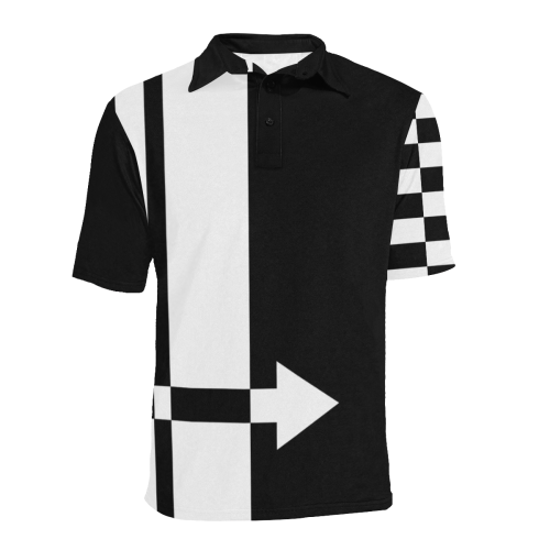 Sixties Mod Black White Arrow by ArtformDesigns Men's All Over Print Polo Shirt (Model T55)