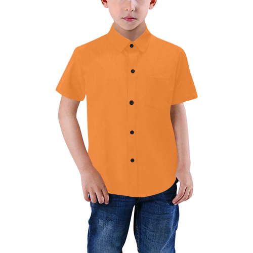 Color Solid Turmeric Boys' All Over Print Short Sleeve Shirt (Model T59)