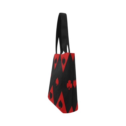 Las Vegas Black Red Play Card Shapes Canvas Tote Bag (Model 1657)