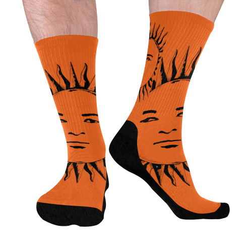 GOD Men Mid Socks Orange & Black Mid-Calf Socks (Black Sole)