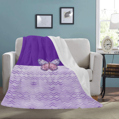 Purple Butterfly Chevron Ultra-Soft Micro Fleece Blanket 60"x80"