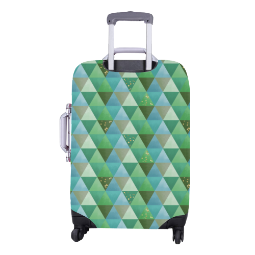 Triangle Pattern - Green Teal Khaki Moss Luggage Cover/Medium 22"-25"