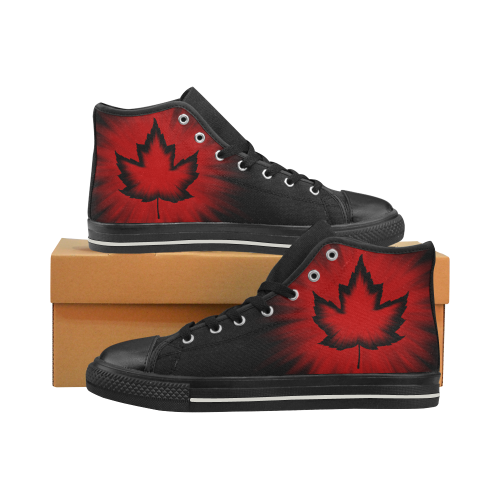 Black Canada Souvenir Sneaker Shoes Women's Classic High Top Canvas Shoes (Model 017)