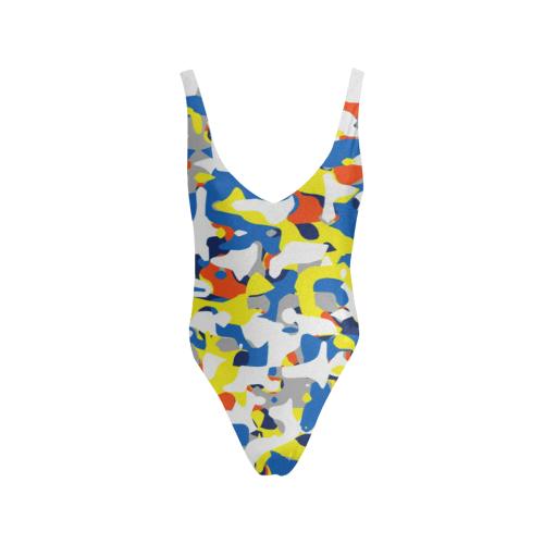 POP ART CAMOUFLAGE 2 Sexy Low Back One-Piece Swimsuit (Model S09)