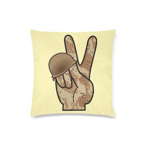 Desert Camouflage Peace Sign on Yellow Custom Zippered Pillow Case 16"x16"(Twin Sides)