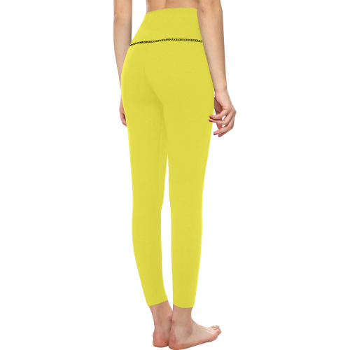Yummy Lily Flowers Yellow Solid Color Women's All Over Print High-Waisted Leggings (Model L36)