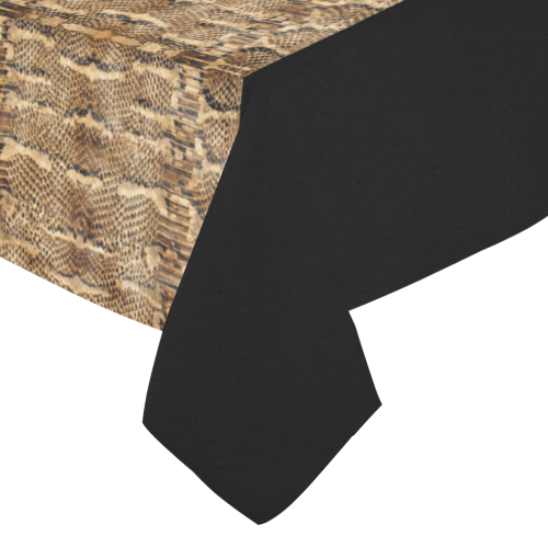 Golden Python On Black Cotton Linen Tablecloth 52"x 70"