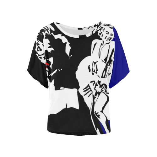 MARILYN MONROE- Women's Batwing-Sleeved Blouse T shirt (Model T44)