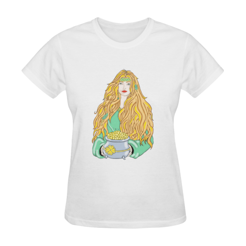 Celtic Lady White Women's T-Shirt in USA Size (Two Sides Printing)