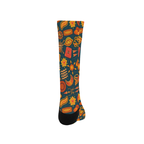Ethno Pattern Green Orange 2 Men's Custom Socks