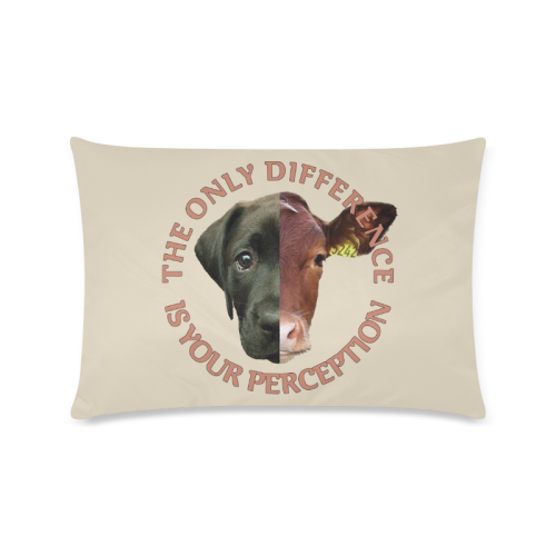 Vegan Cow and Dog Design with Slogan Custom Zippered Pillow Case 16"x24"(Twin Sides)