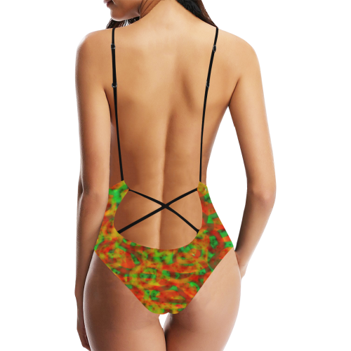Funny Colorful Pattern Sexy Lacing Backless One-Piece Swimsuit (Model S10)