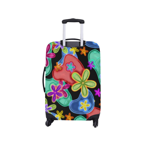 Colorful Retro Flowers Fractalius Pattern Luggage Cover/Small 18"-21"