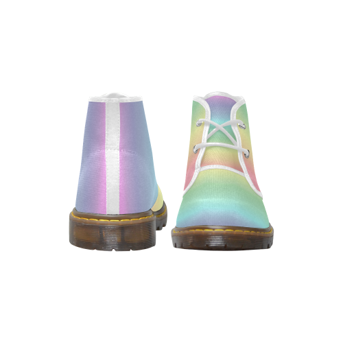 Pastel Rainbow Women's Canvas Chukka Boots/Large Size (Model 2402-1)