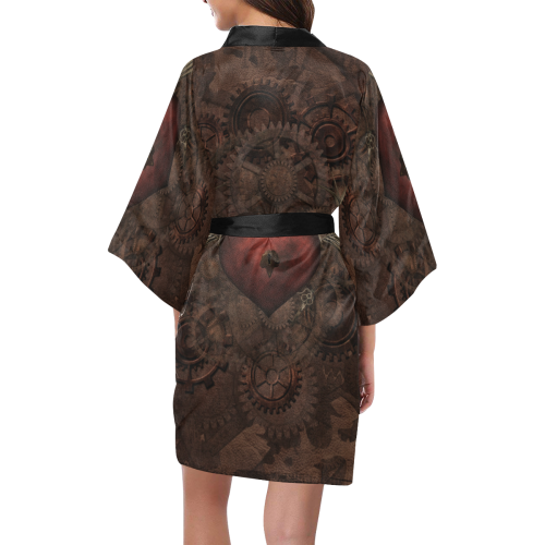 Awesome Steampunk Heart In Vintage Look Kimono Robe