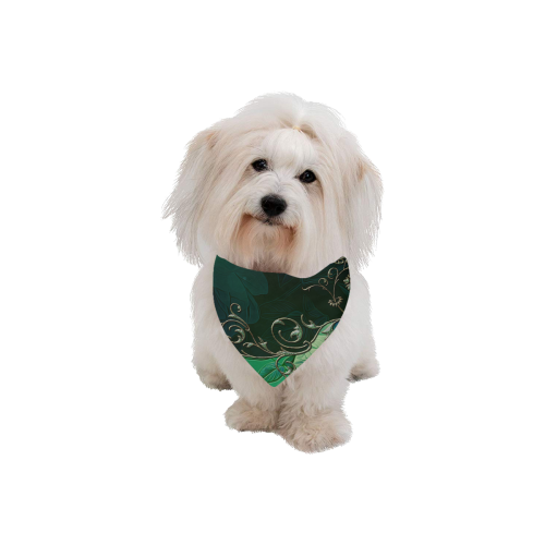 Green floral design Pet Dog Bandana/Large Size