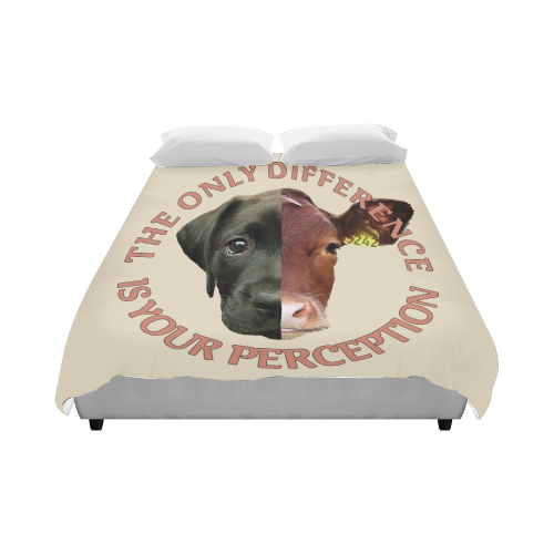 Vegan Cow and Dog Design with Slogan Duvet Cover 86"x70" ( All-over-print)