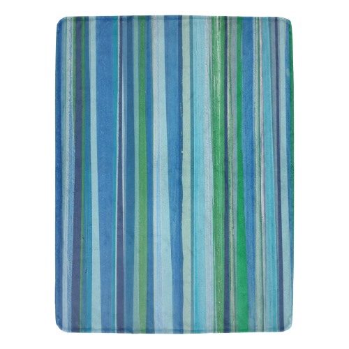 painted stripe in blues and green Ultra-Soft Micro Fleece Blanket 60"x80"
