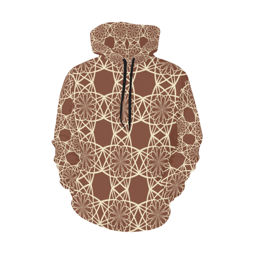Brown and Beige Flowers Pattern All Over Print Hoodie for Men (USA Size) (Model H13)