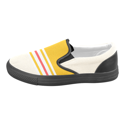 Two-toned Striped Men's Slip-on Canvas Shoes (Model 019)
