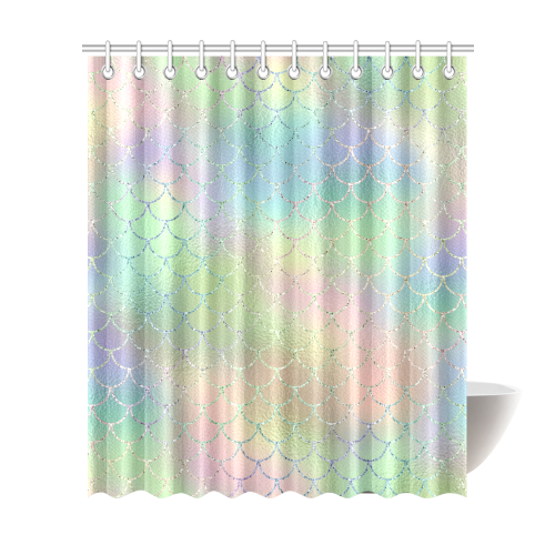Pastel Mermaid Sparkles Shower Curtain 72"x84"
